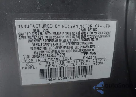 2025 Nissan Kicks Sv Intelligent Awd from USA, damaged, VIN 3N8AP6CB4SL371799